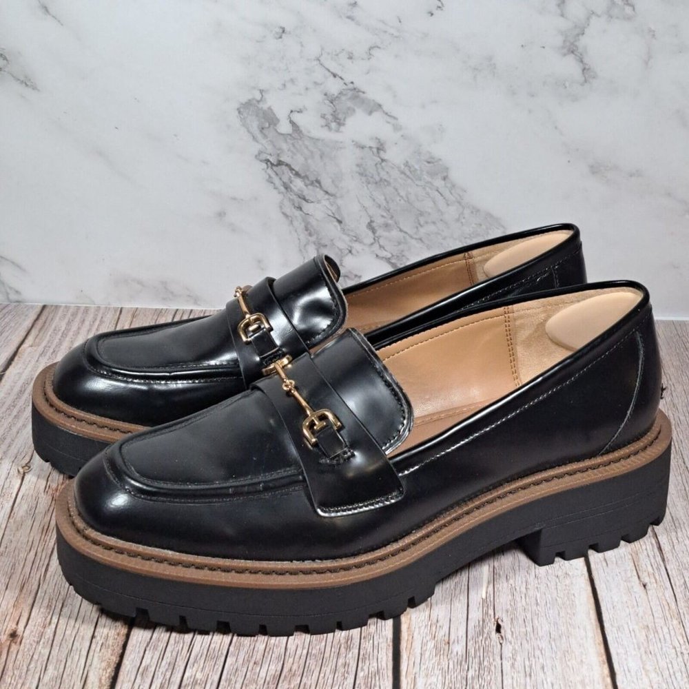 Sam Edelman NY Laurs Black Leather Loafer Womens Size 9.5W (Good Condition)